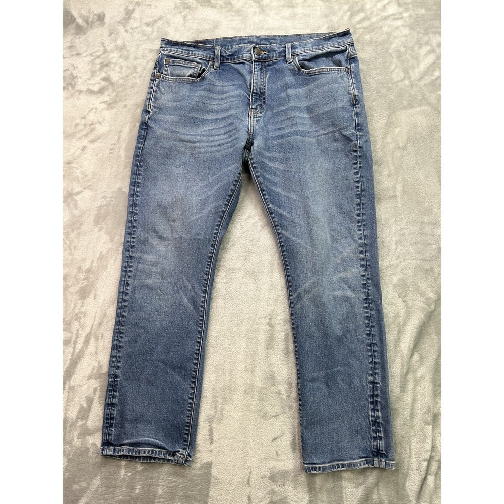 Ben Sherman Jeans Mens 34x30 Blue Taper Regular Fit Whiskered Faded WorkWear